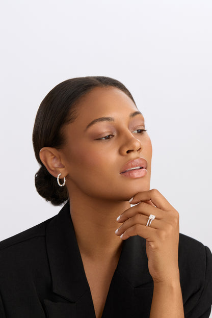 18K Gold 2.42 ct Oval Diamond In & Out Hoops