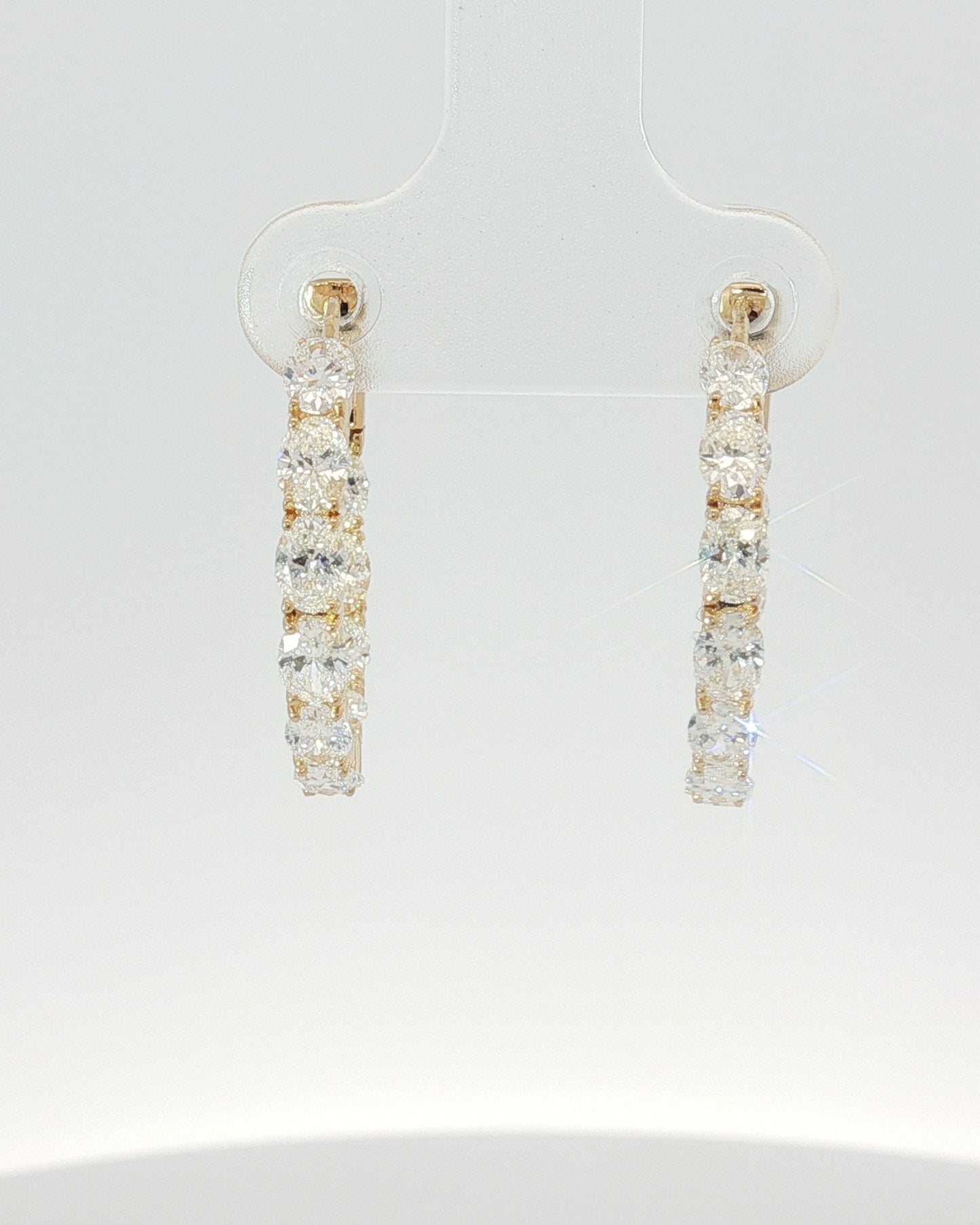 18K Gold 2.42 ct Oval Diamond In & Out Hoops