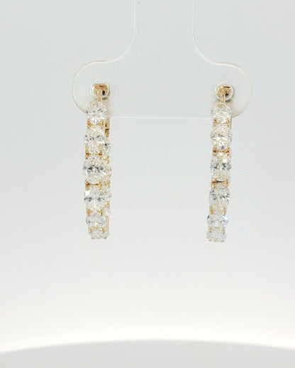 18K Gold 2.42 ct Oval Diamond In & Out Hoops