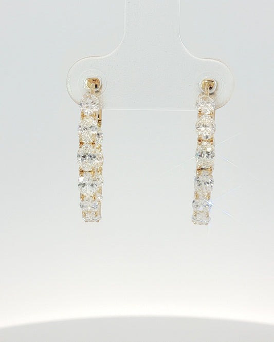 18K Gold 2.42 ct Oval Diamond In & Out Hoops