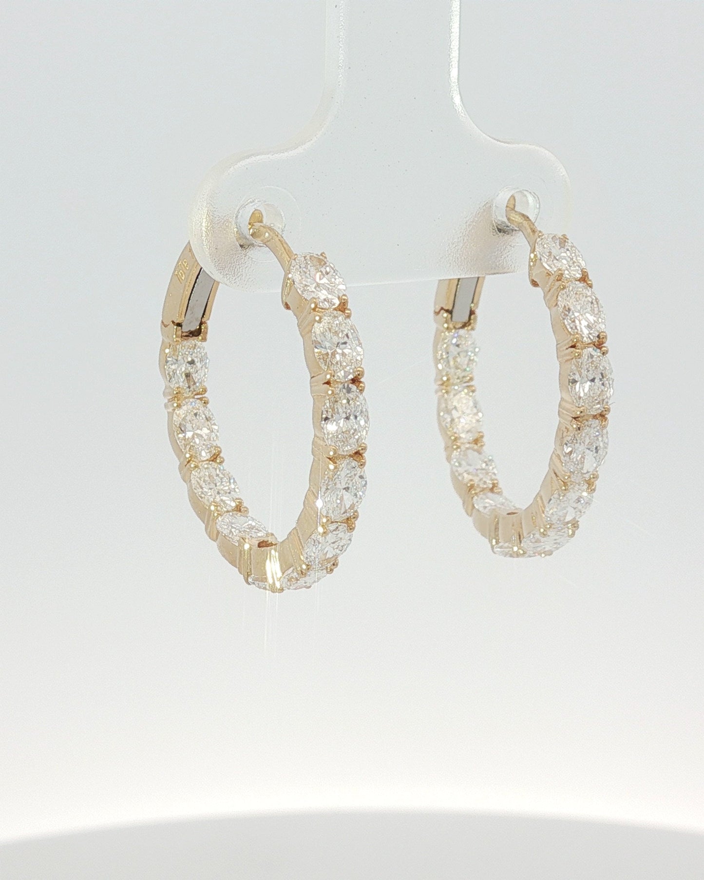 18K Gold 2.42 ct Oval Diamond In & Out Hoops