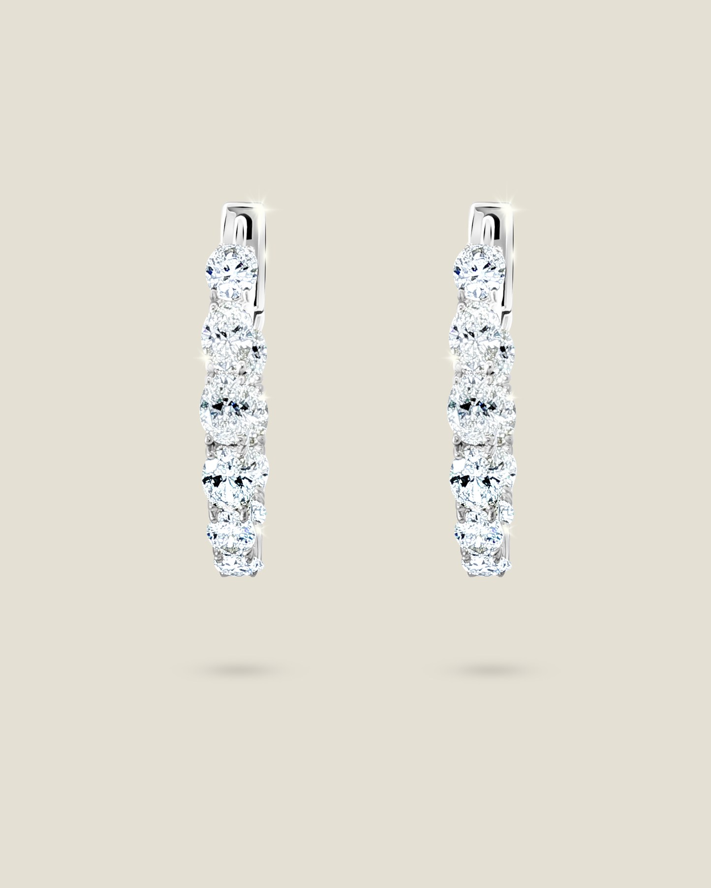 18K Gold 2.42 ct Oval Diamond In & Out Hoops