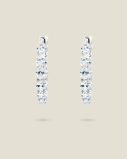 18K Gold 2.42 ct Oval Diamond In & Out Hoops