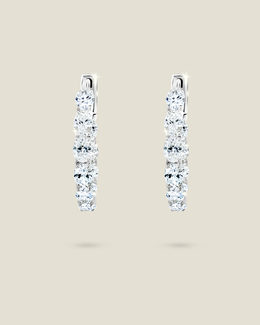 18K Gold 2.42 ct Oval Diamond In & Out Hoops
