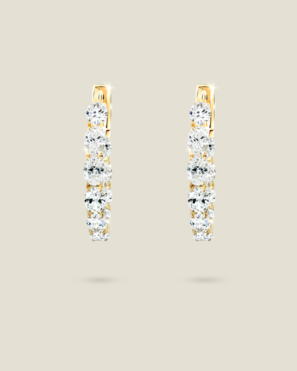 18K Gold 2.42 ct Oval Diamond In & Out Hoops