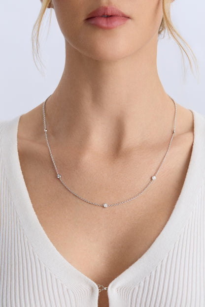 18K Gold 1.60 ctw Bezel Set Diamonds By The Yard Necklace 24”