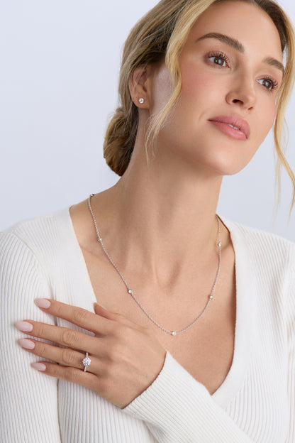 18K Gold 1.60 ctw Bezel Set Diamonds By The Yard Necklace 24”