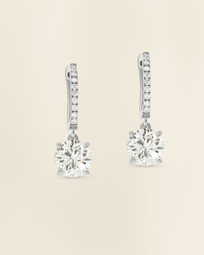 18K White Gold 0.48 - 2.21 ct Round Diamond Drop Earrings