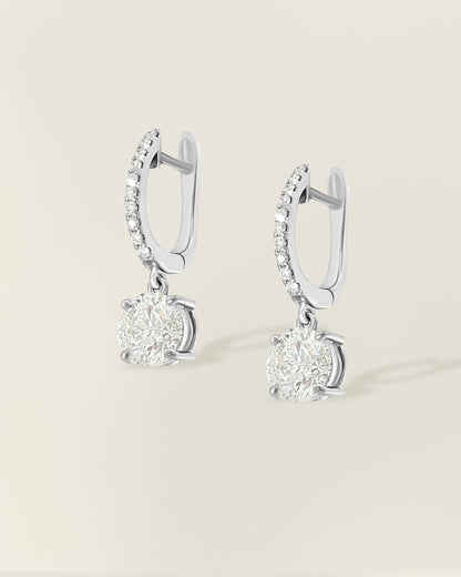 18K White Gold 0.48 - 2.21 ct Round Diamond Drop Earrings