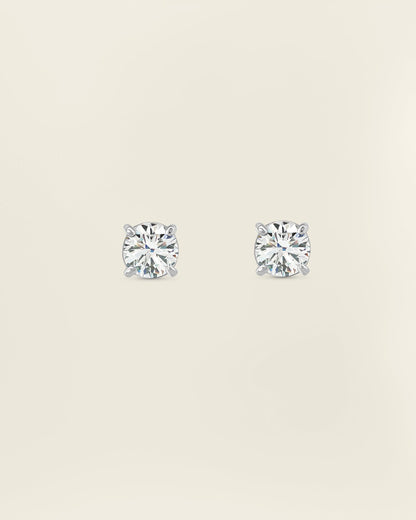 18K White Gold 1.00 ct Round Diamond Solitaire Studs
