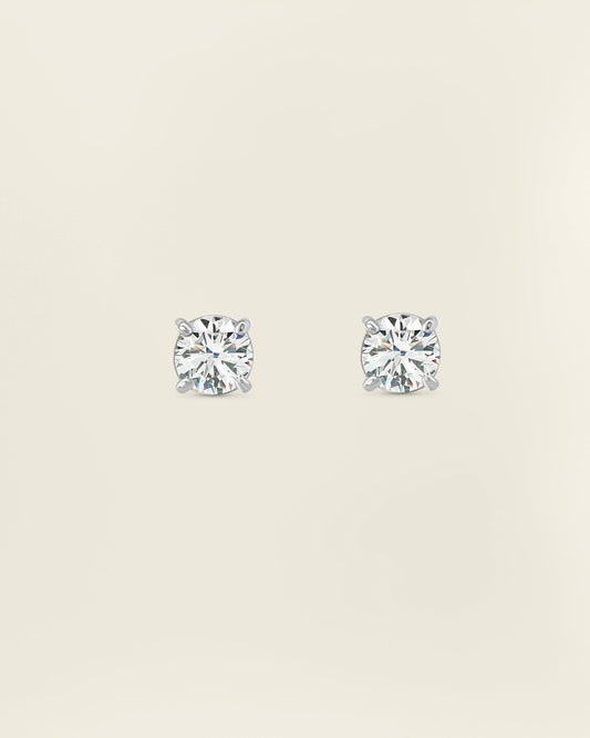 18K White Gold 1.00 ct Round Diamond Solitaire Studs