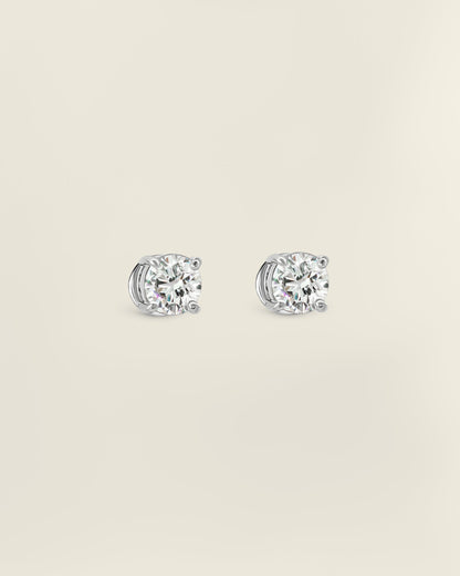 18K White Gold 1.00 ct Round Diamond Solitaire Studs