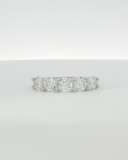 18K White Gold 1.50 ctw Five Stone U-Prong Diamond Band