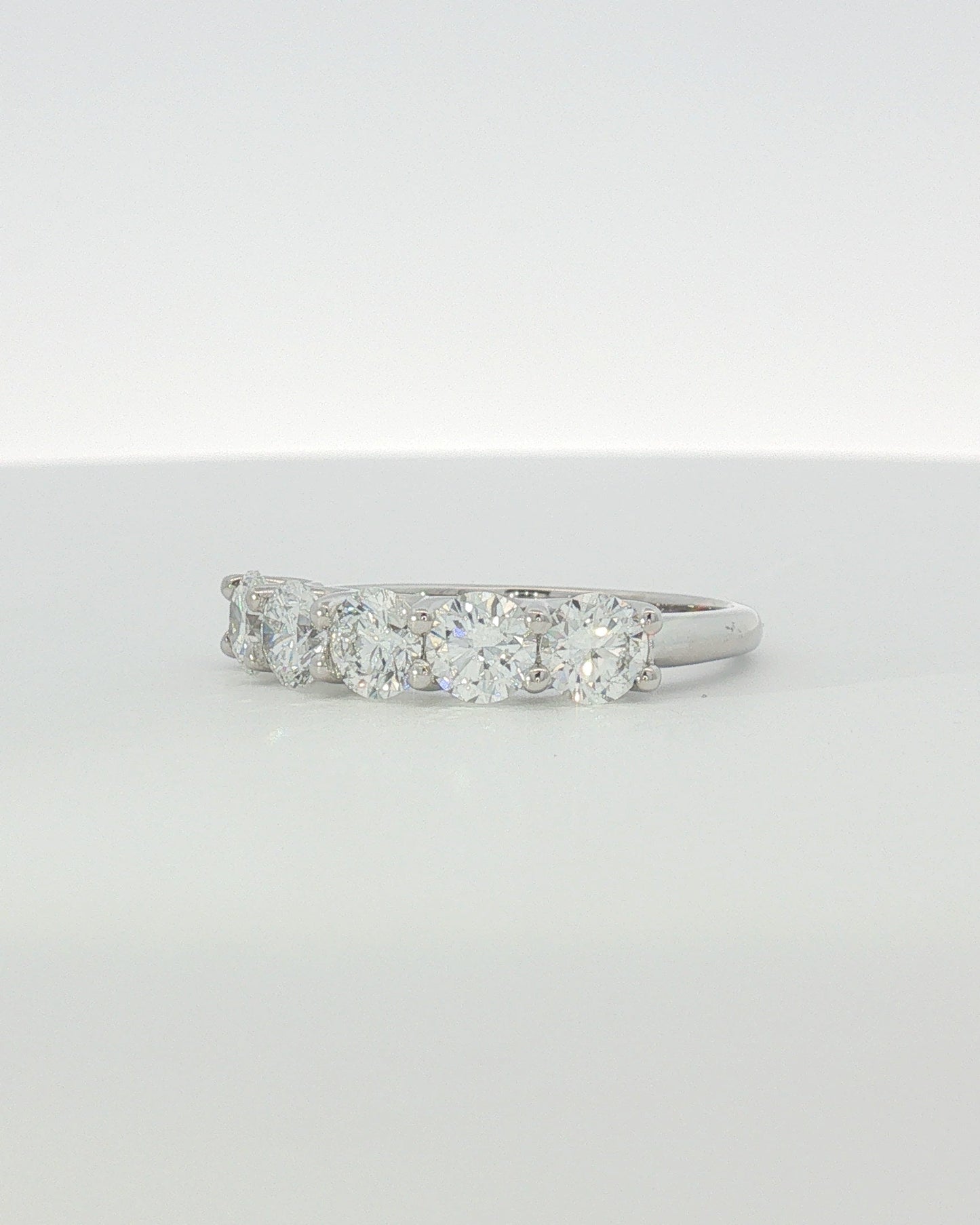 18K White Gold 1.50 ctw Five Stone U-Prong Diamond Band