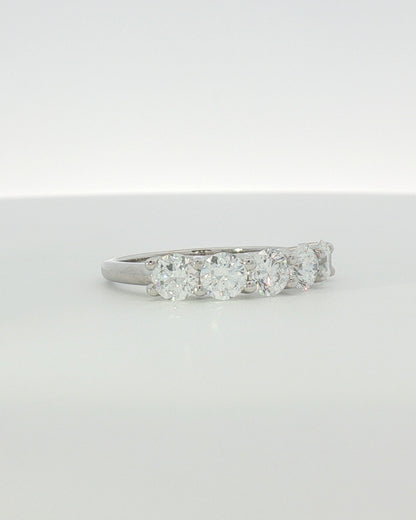 18K White Gold 1.50 ctw Five Stone U-Prong Diamond Band