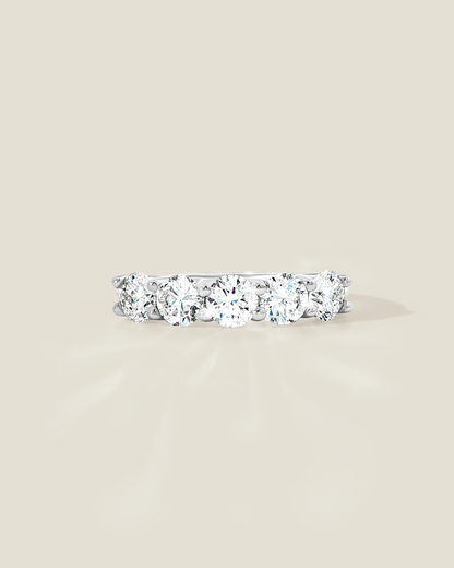 18K White Gold 1.50 ctw Five Stone U-Prong Diamond Band