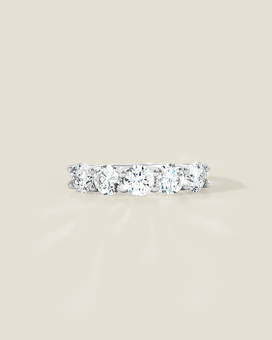 18K White Gold 1.50 ctw Five Stone U-Prong Diamond Band