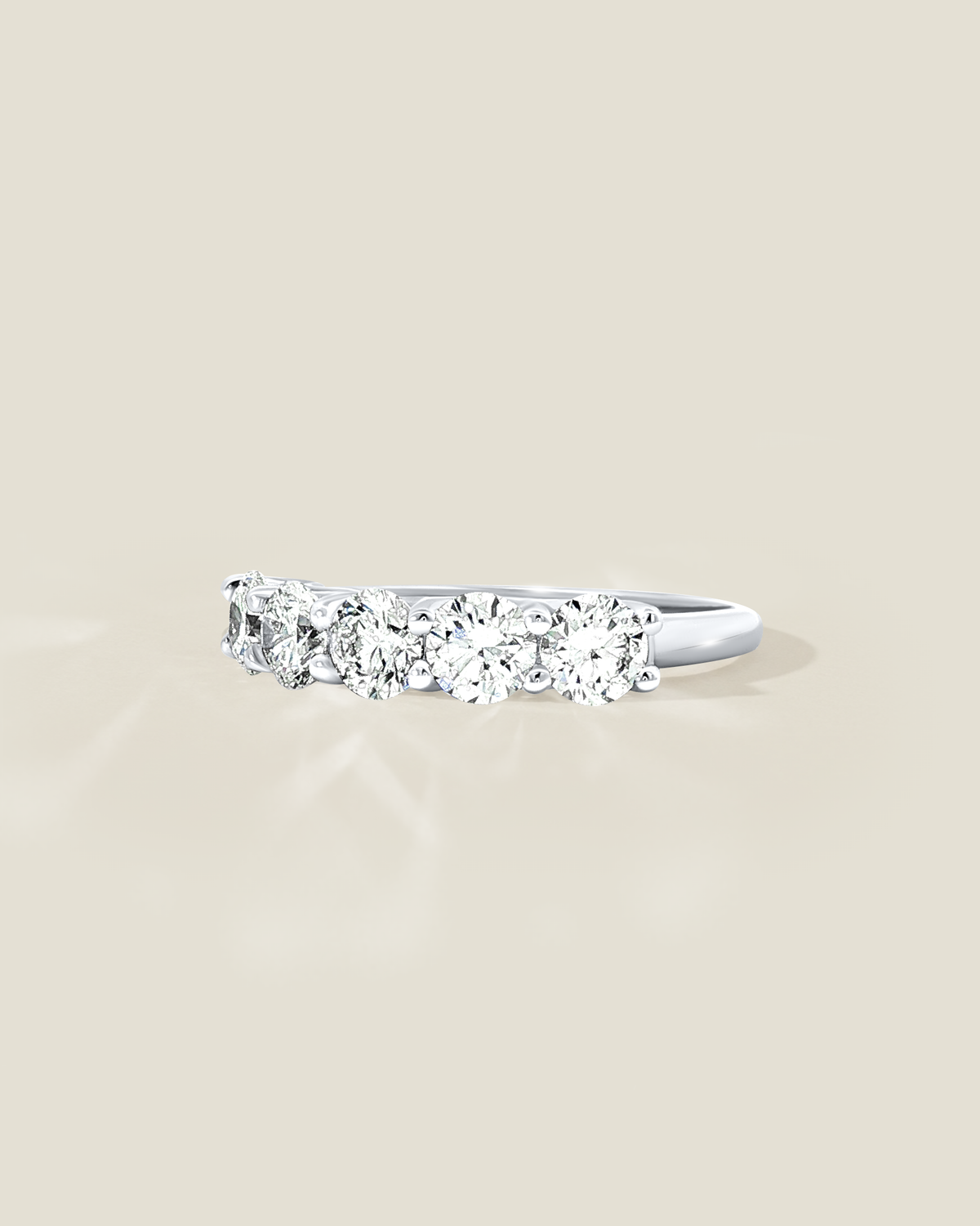18K White Gold 1.50 ctw Five Stone U-Prong Diamond Band
