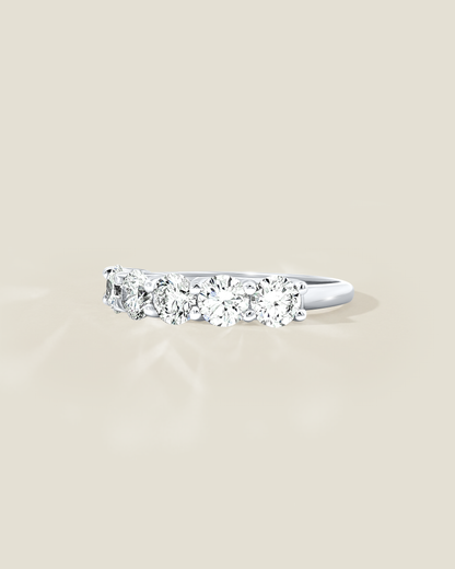 18K White Gold 1.50 ctw Five Stone U-Prong Diamond Band