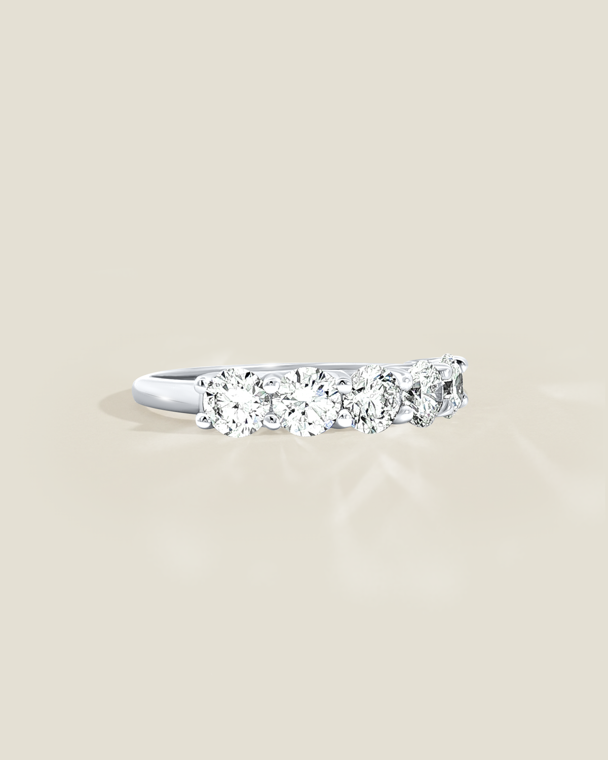 18K White Gold 1.50 ctw Five Stone U-Prong Diamond Band