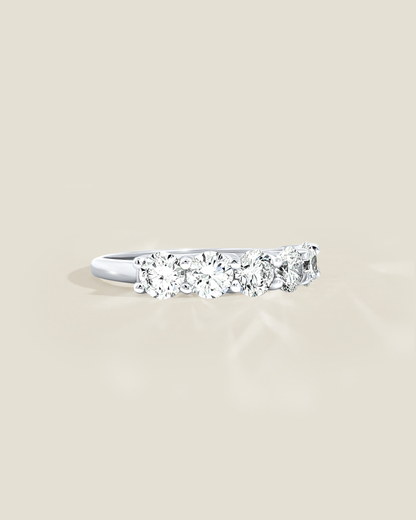 18K White Gold 1.50 ctw Five Stone U-Prong Diamond Band