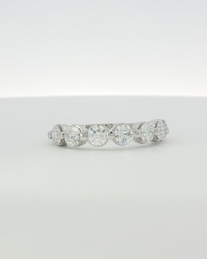 18K White Gold 1.50 ctw Seven Stone Shared Prong Diamond Band