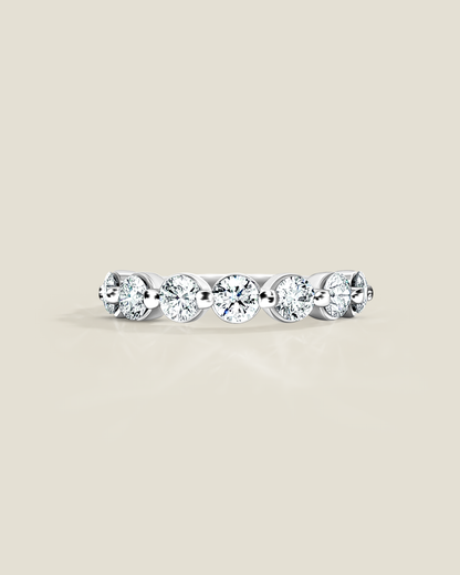 18K White Gold 1.50 ctw Seven Stone Shared Prong Diamond Band