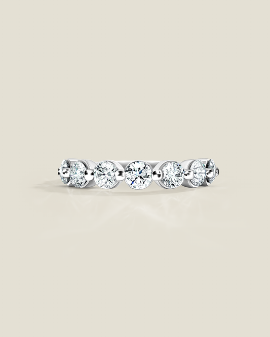 18K White Gold 1.50 ctw Seven Stone Shared Prong Diamond Band