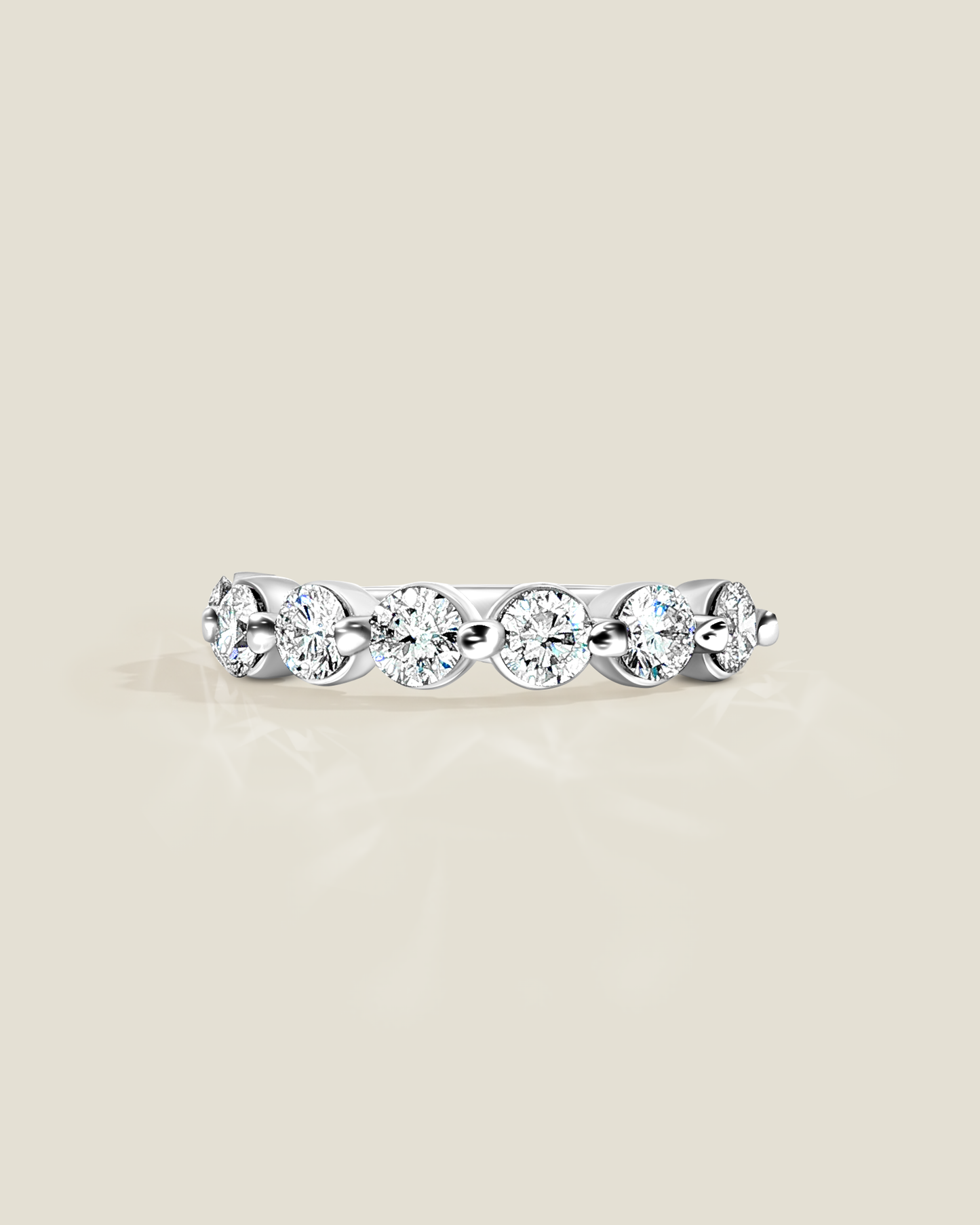 18K White Gold 1.50 ctw Seven Stone Shared Prong Diamond Band