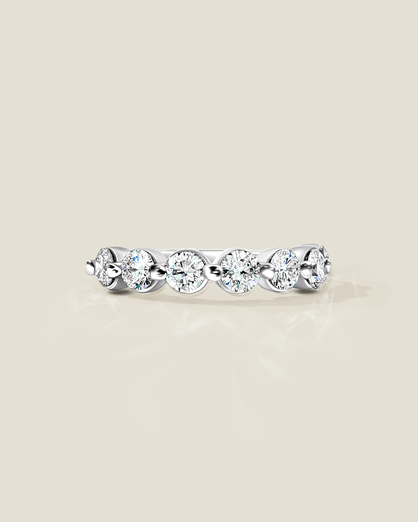 18K White Gold 1.50 ctw Seven Stone Shared Prong Diamond Band