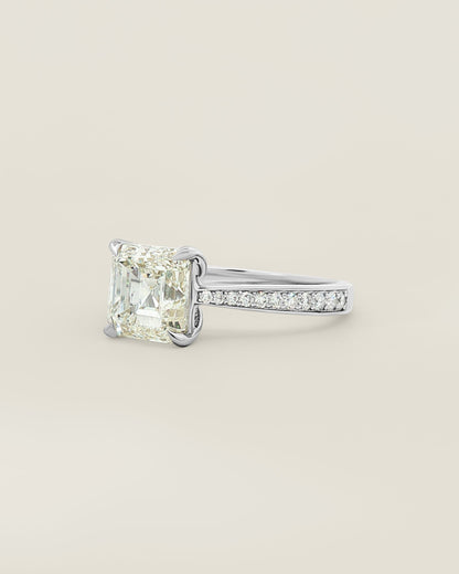 18K White Gold 2.75 ctw L/SI2 Asscher Tapered Pave Solitaire Ring