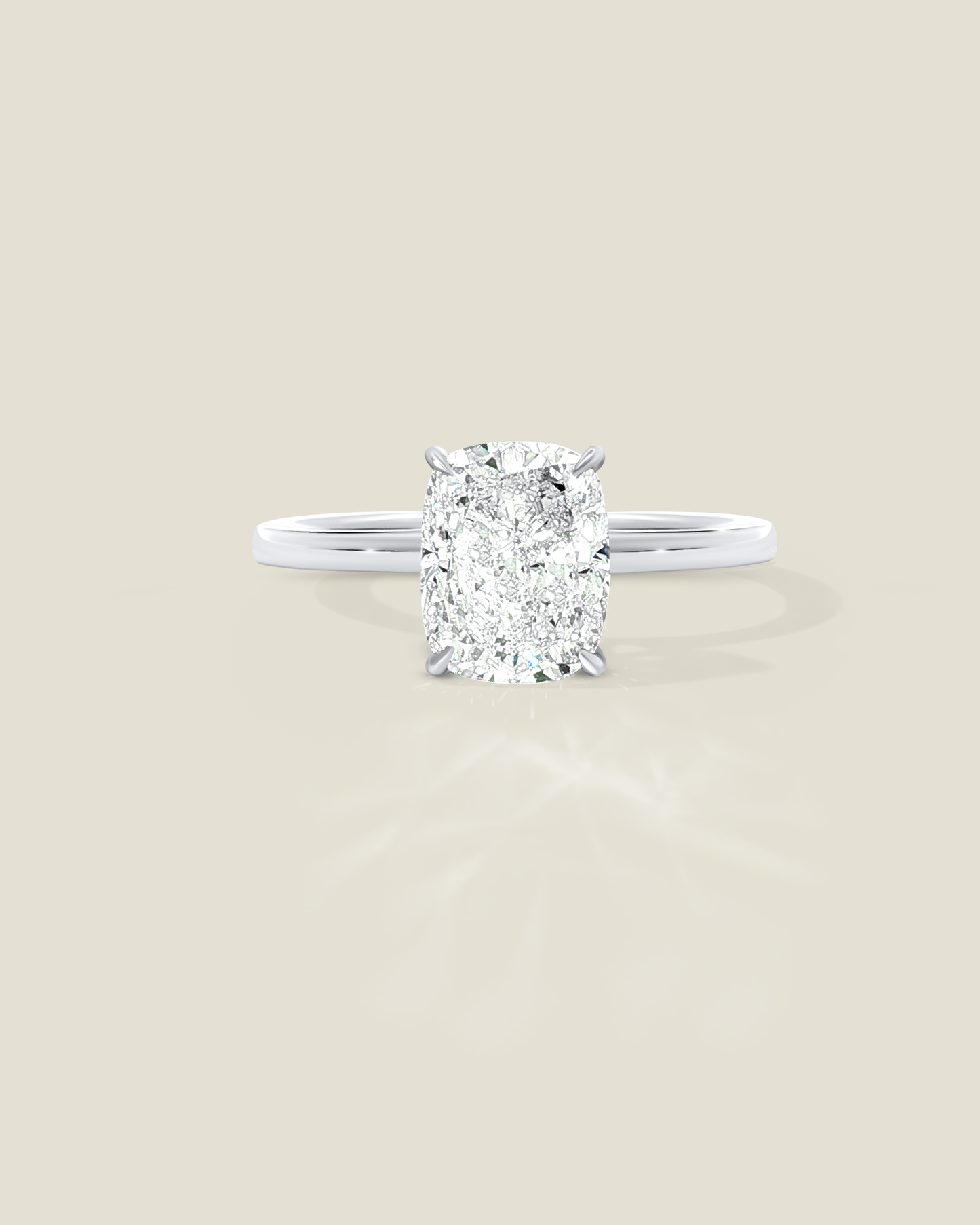 18K White Gold 2.95 ctw L/VS2 Cushion Ontaango Solitaire Ring Set