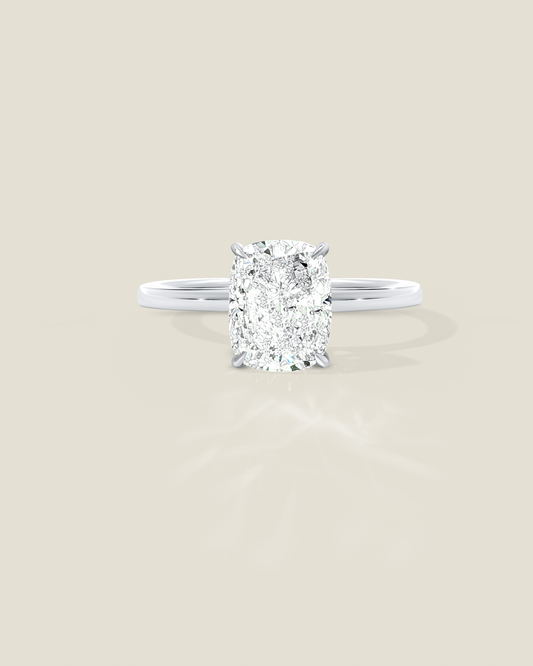 18K White Gold 2.95 ctw L/VS2 Cushion Ontaango Solitaire Ring Set