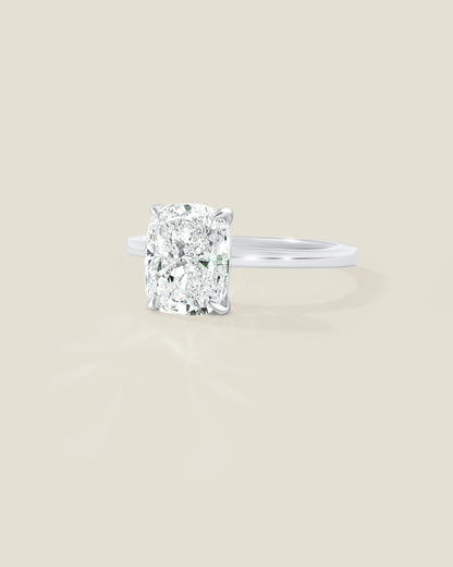 18K White Gold 2.95 ctw L/VS2 Cushion Ontaango Solitaire Ring Set