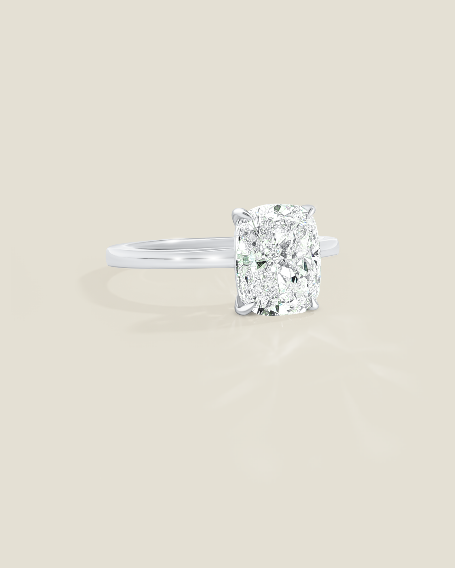 18K White Gold 2.95 ctw L/VS2 Cushion Ontaango Solitaire Ring Set