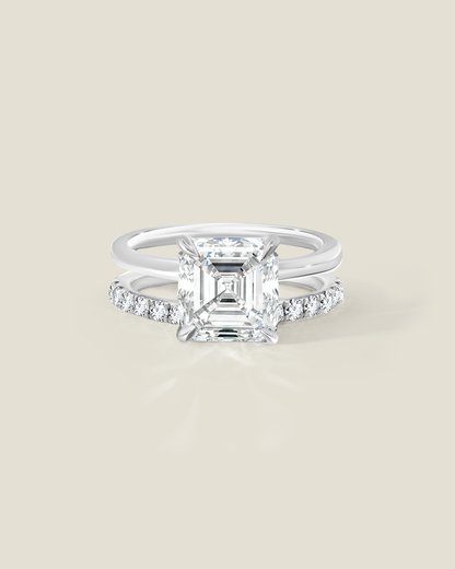 18K White Gold 3.84 ctw J/VVS2 Asscher Ontaango Ring Set