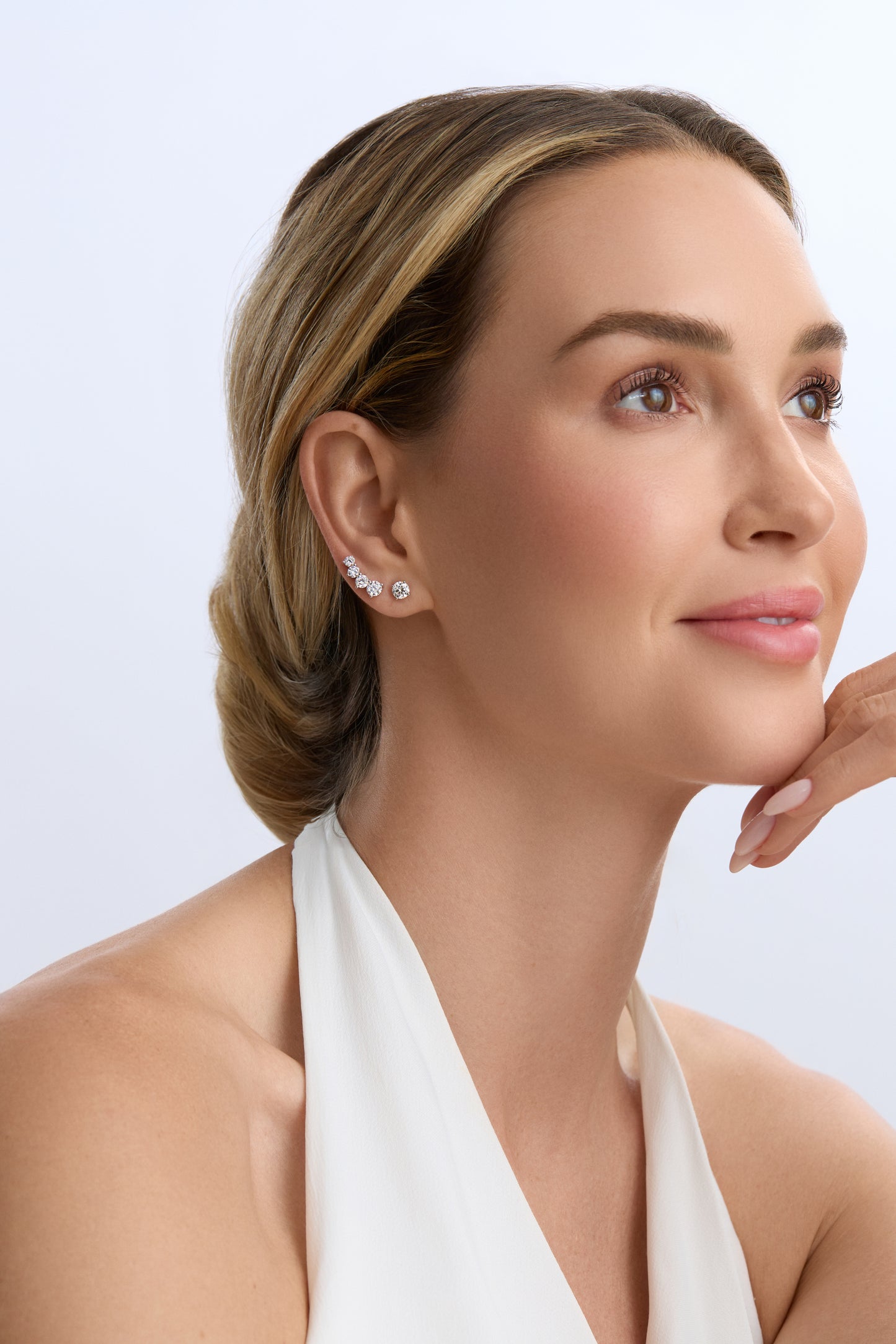 18K White Gold Diamond Ear Climbers