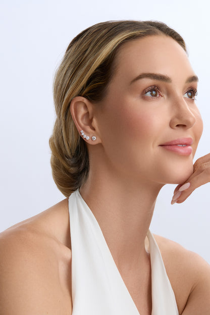 18K White Gold Diamond Ear Climbers