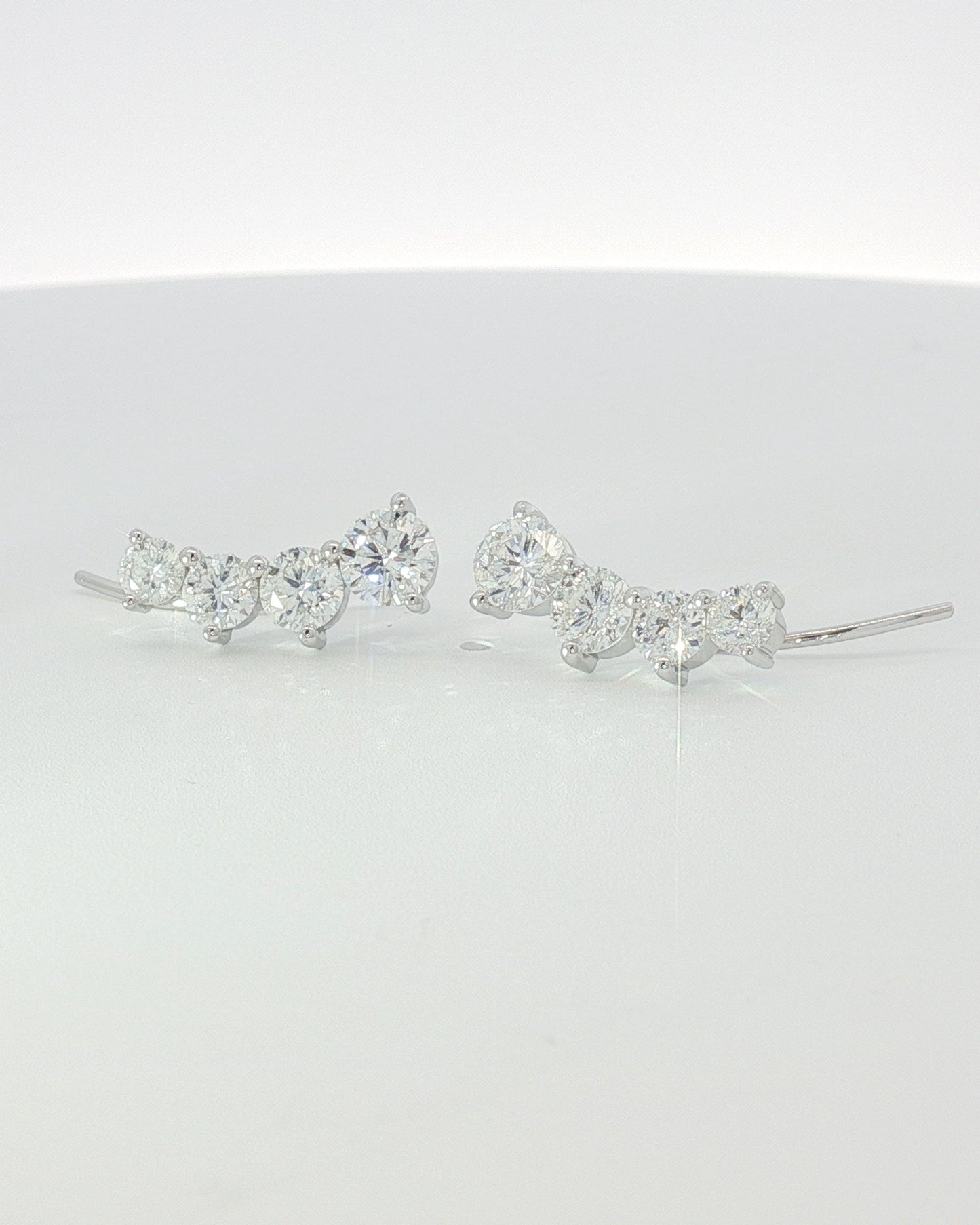 18K White Gold Diamond Ear Climbers