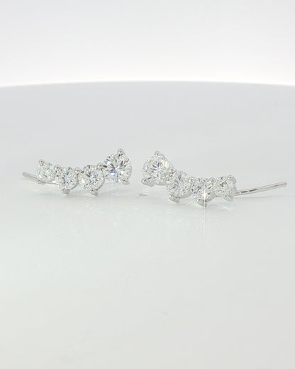 18K White Gold Diamond Ear Climbers