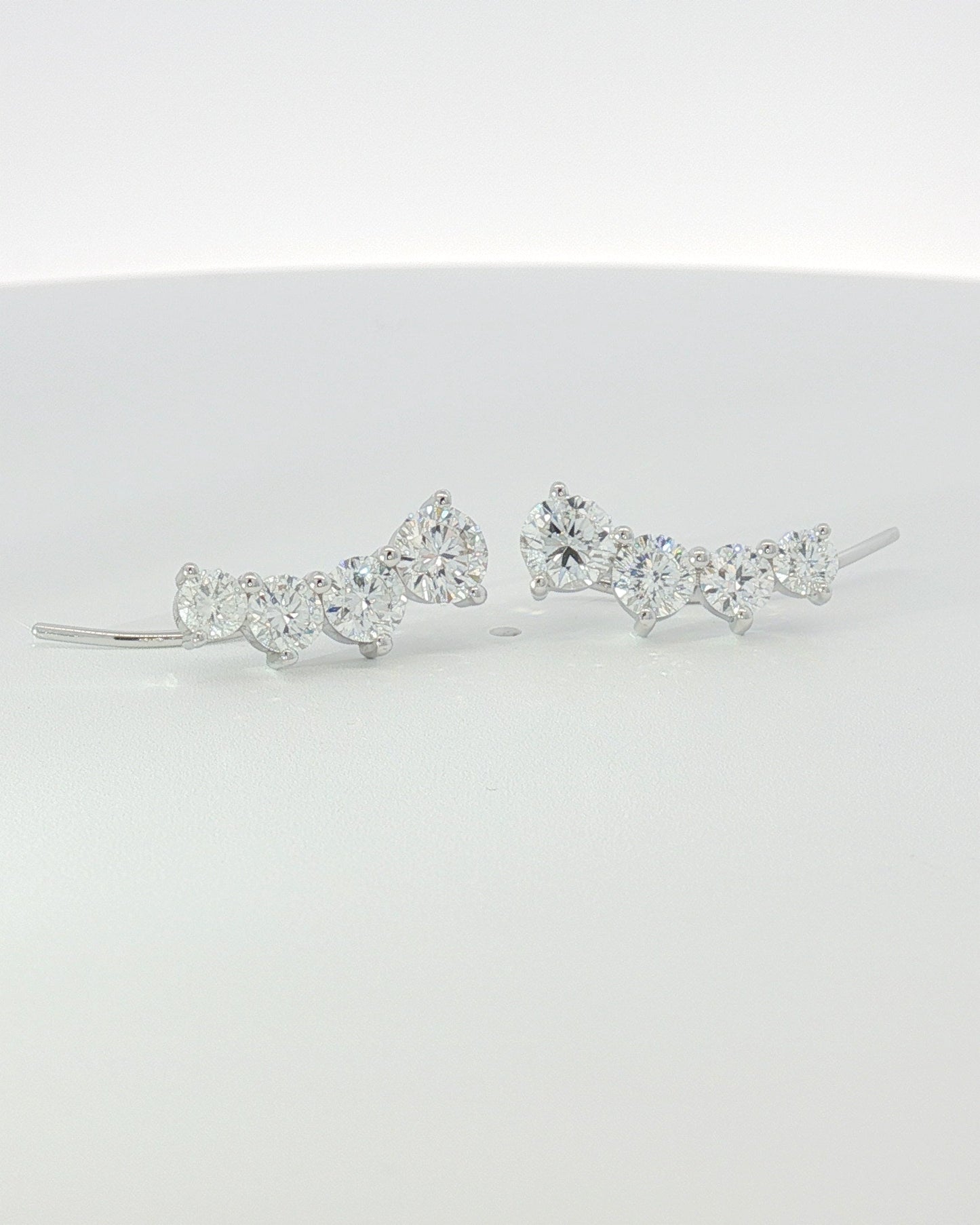 18K White Gold Diamond Ear Climbers