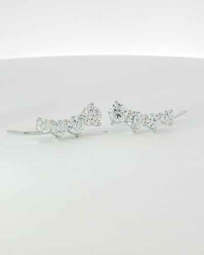 18K White Gold Diamond Ear Climbers