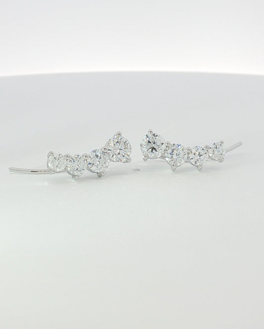 18K White Gold Diamond Ear Climbers