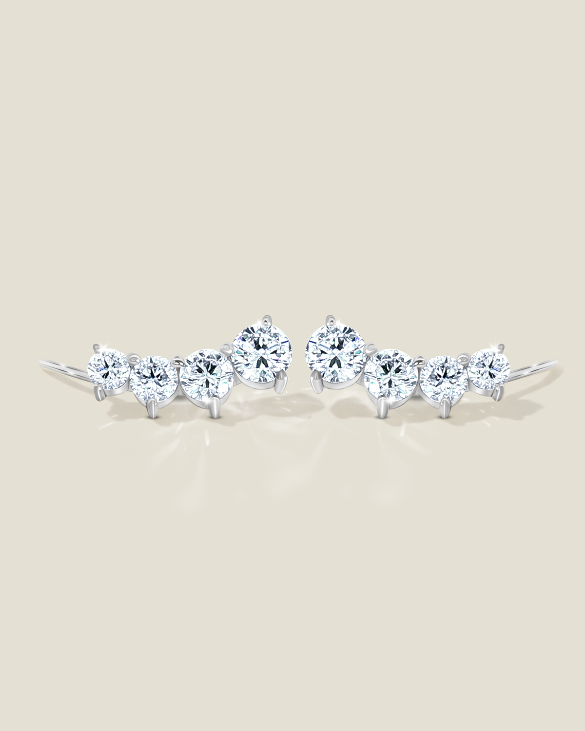 18K White Gold Diamond Ear Climbers