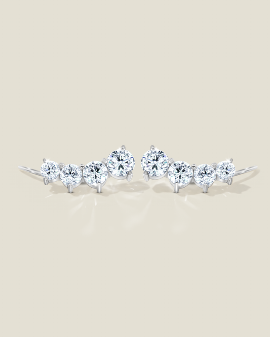 18K White Gold Diamond Ear Climbers