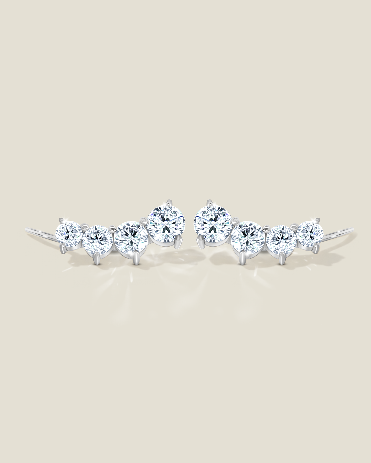18K White Gold Diamond Ear Climbers