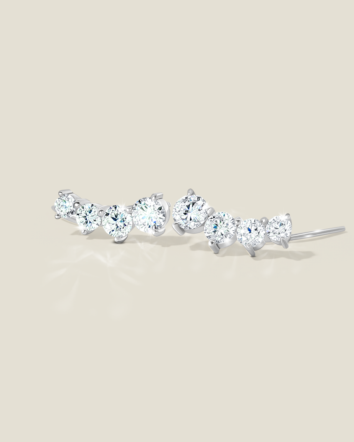 18K White Gold Diamond Ear Climbers