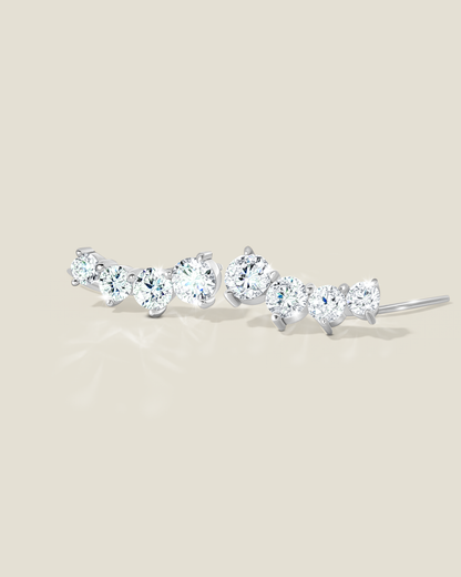 18K White Gold Diamond Ear Climbers