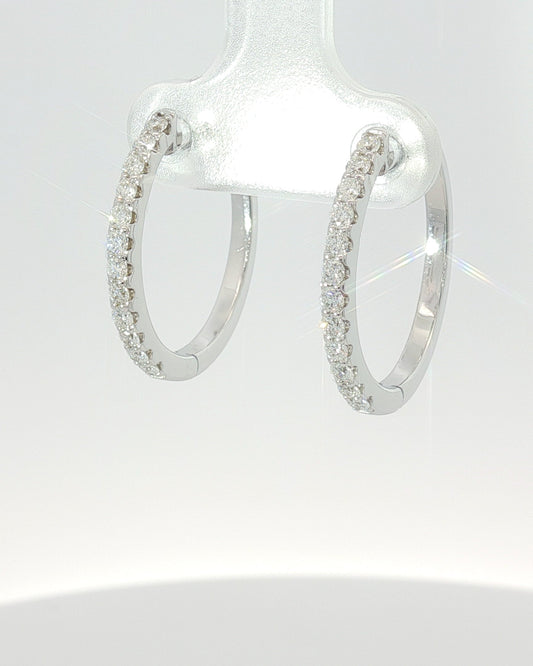 18K White Gold Huggie Earrings