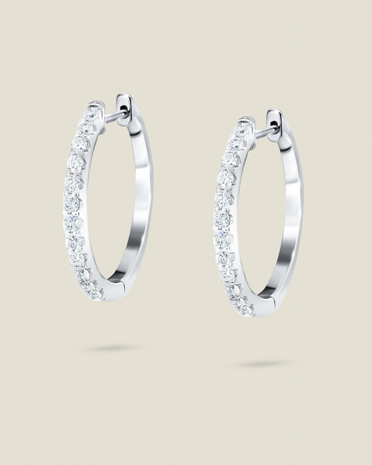 18K White Gold Huggie Earrings